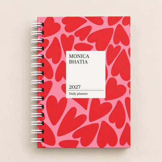 Undated Yearly Planner (Red Hearts) - Bop Canvases
