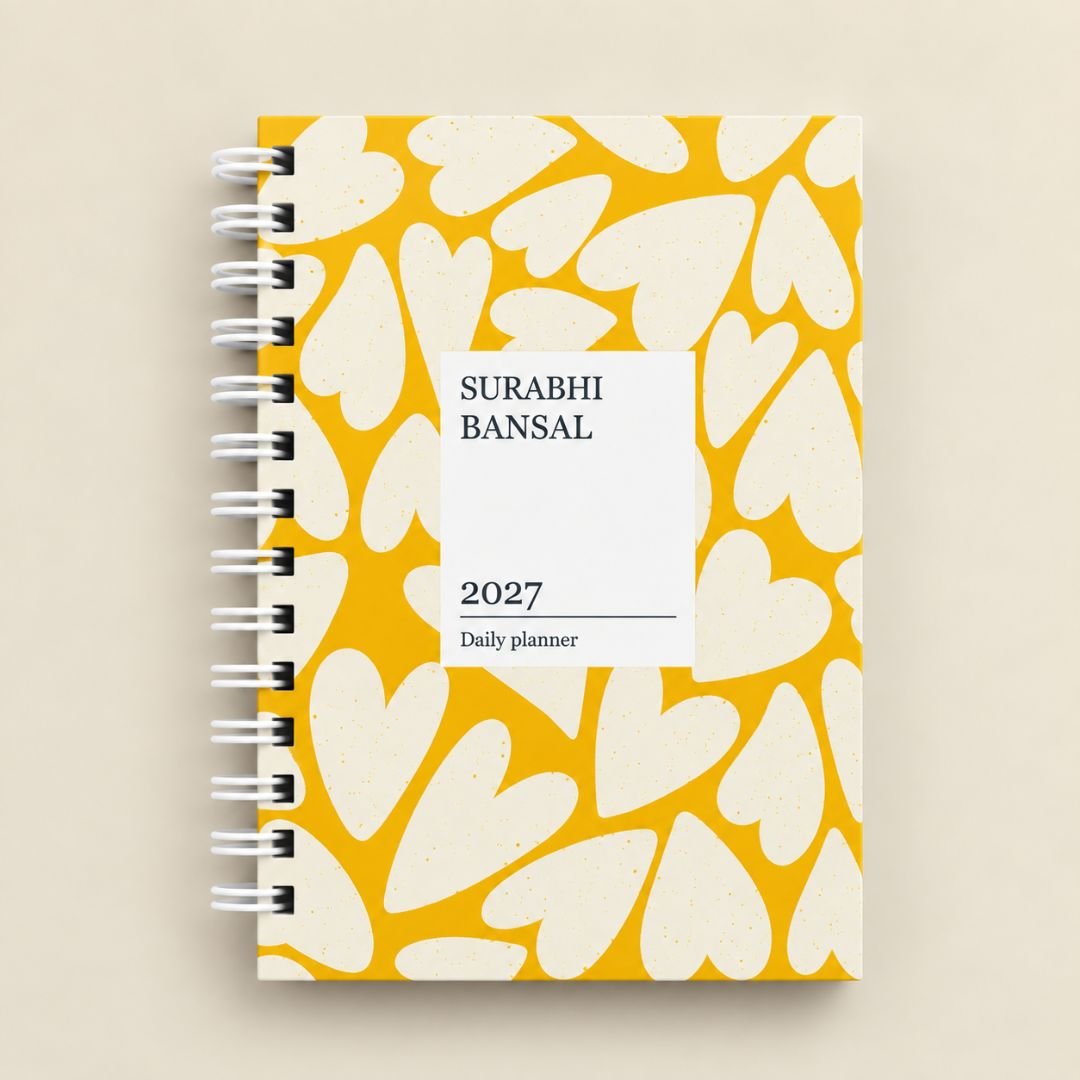 Undated Yearly Planner (Yellow Hearts) - Bop Canvases