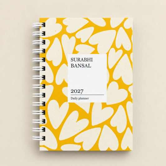 Undated Yearly Planner (Yellow Hearts) - Bop Canvases