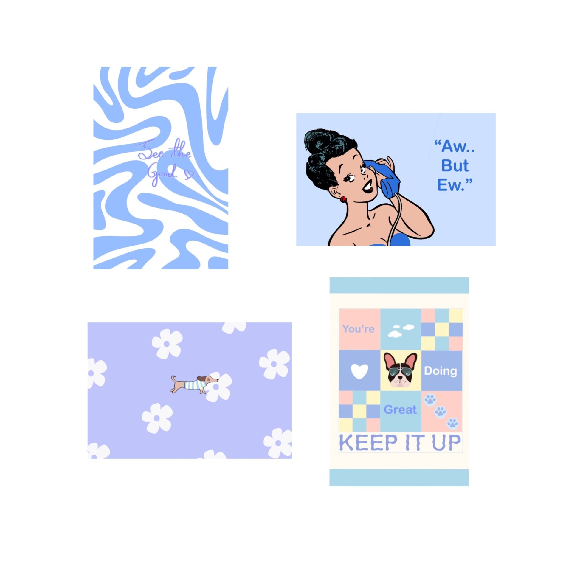 50 Postcard Collage Kit | Blue - Bop Canvases