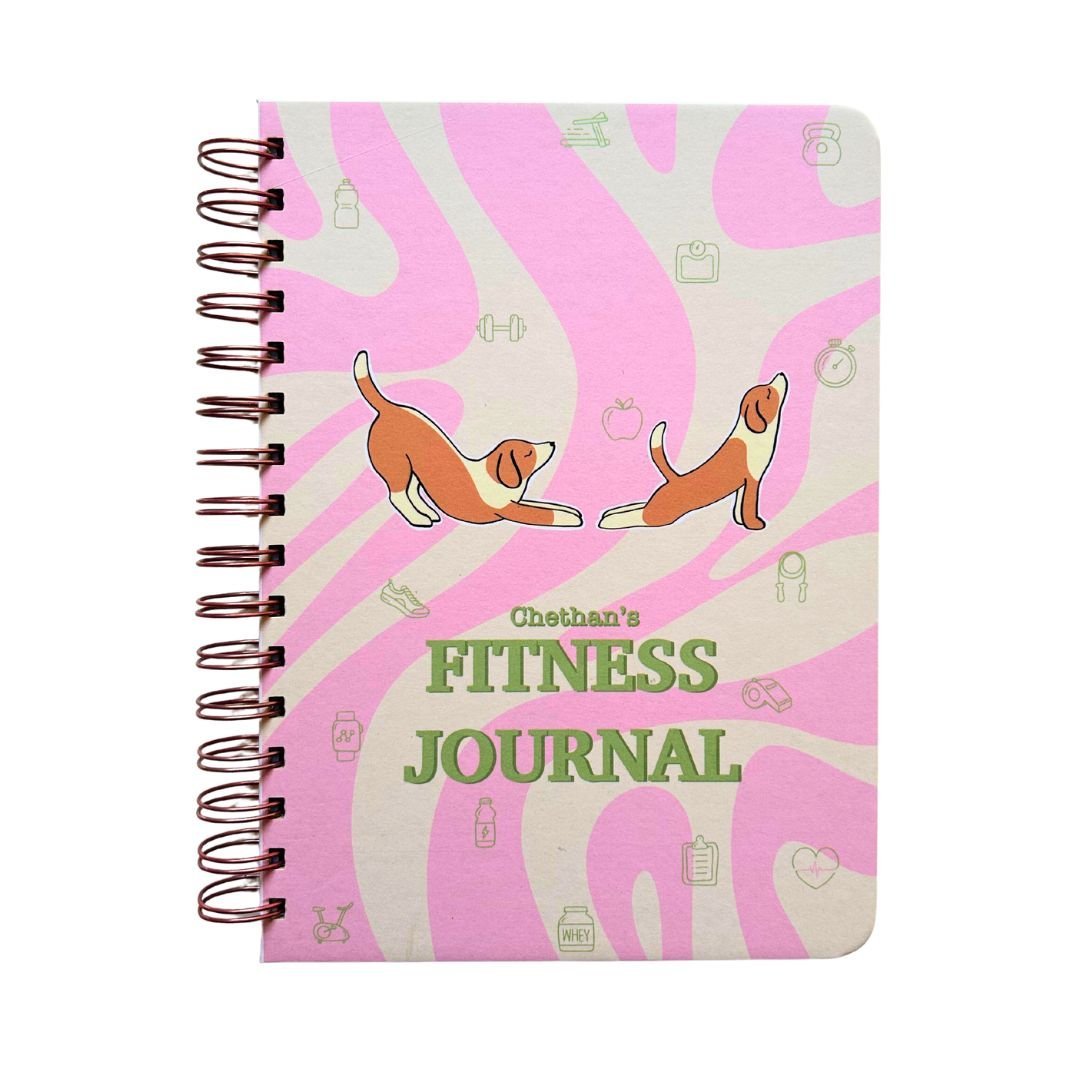 Fitness Journal - Dog Yoga | Pink - Bop Canvases